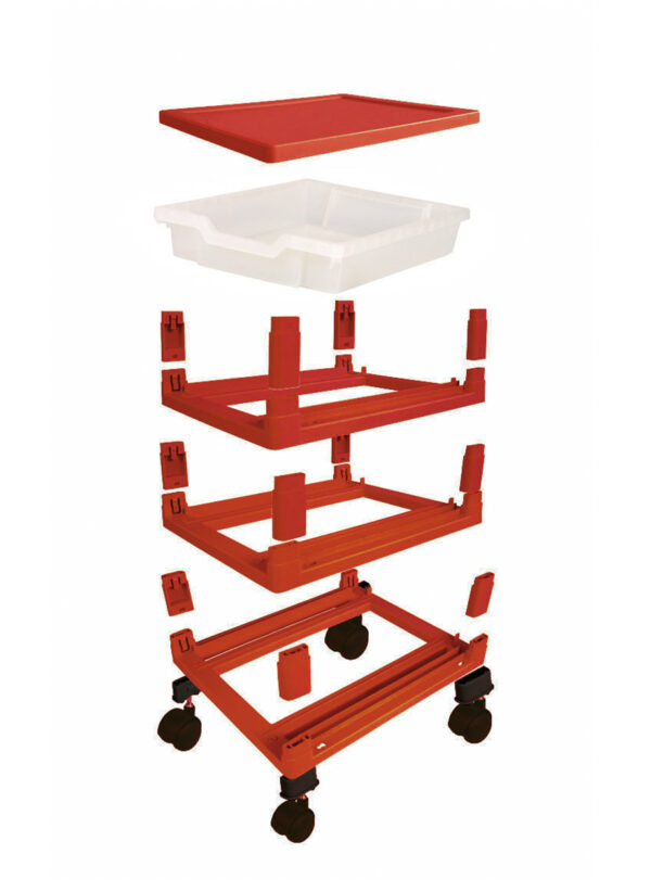 GratStack trolley shown in an exploded view.