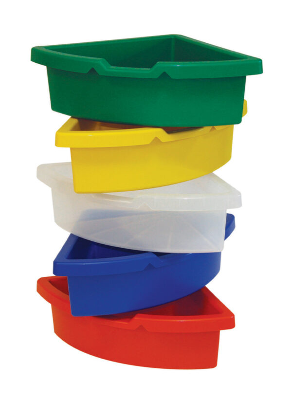 A stack of Gratnells speciality trays in four colours.